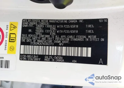 2017 Lexus Rx 350 from USA, damaged, VIN 2T2BZMCA7HC062213